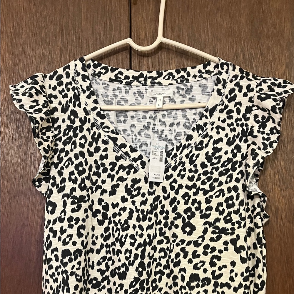 Maurices Black and White Animal Print Blouse - Picture 4 of 8
